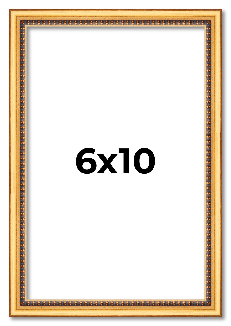 Photo Size Classic Modern Gold Frame - UV Acrylic, Foam Board Backing, Hanging Hardware